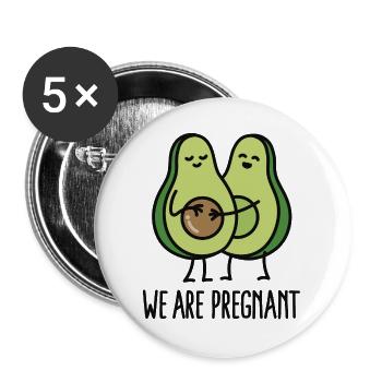We are pregnant - Avocado - Buttons groß 56 mm (5er Pack) - Weiß - Vorne