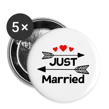 Just Married wedding gift - Buttons large 2.2''/56 mm (5-pack) - white - Front