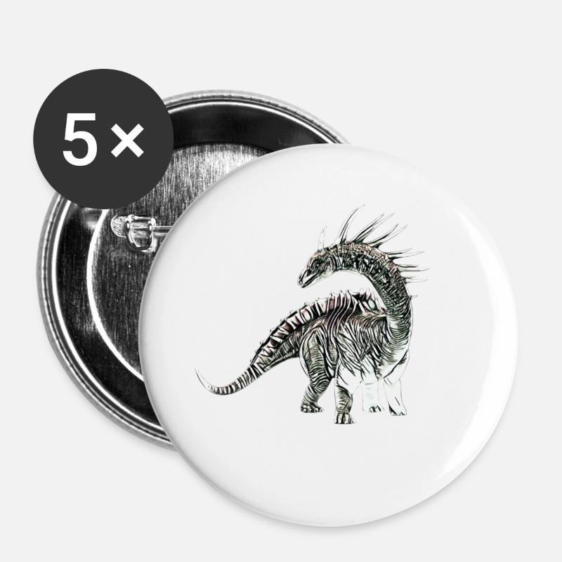 dinosaur - Buttons large 2.2''/56 mm (5-pack) - white