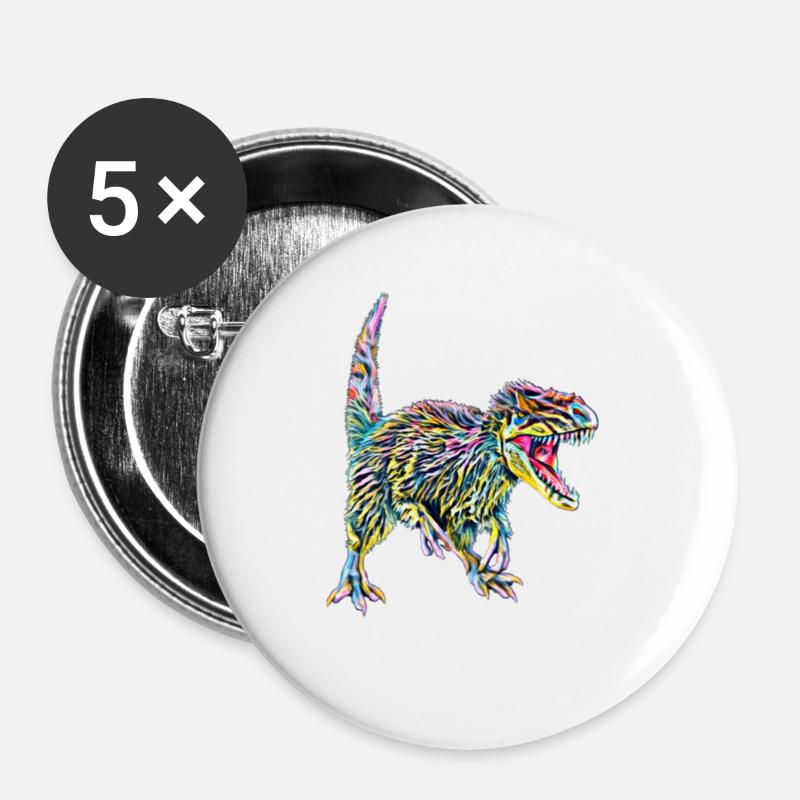 dinosaur - Buttons large 2.2''/56 mm (5-pack) - white