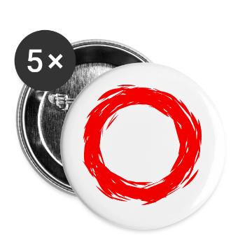 Kreis Design Rot Kreisform neue Variante - Buttons groß 56 mm (5er Pack) - Weiß - Vorne
