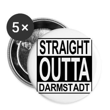Straight outta Darmstadt - Buttons groß 56 mm (5er Pack) - Weiß - Vorne