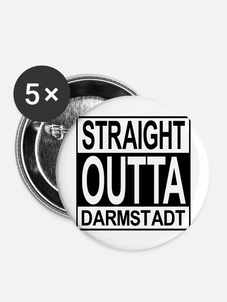 Straight outta Darmstadt - Buttons groß 56 mm (5er Pack) - Weiß