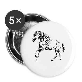 Pferd - Buttons groß 56 mm (5er Pack) - Weiß - Vorne