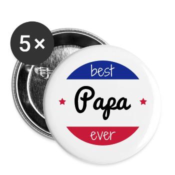 Papa Fête des Pères Naissance Bébé Anniversaire - Lot de 5 grands badges (56 mm) - blanc - Devant