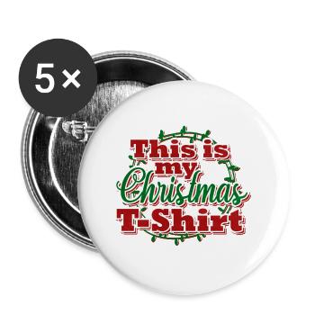 Ceci est mon t-shirt de Noël avec des guirlandes - Lot de 5 grands badges (56 mm) - blanc - Devant
