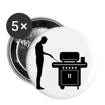 Freizeit - Mann Grill - Buttons groß 56 mm (5er Pack) - Weiß - Vorne
