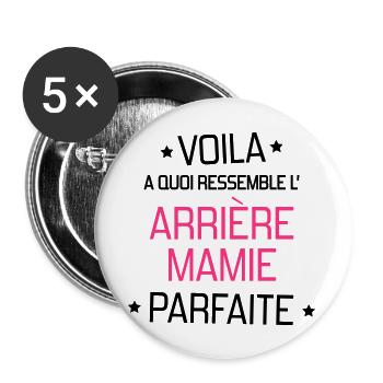 Großmütter / Oma / Mami / Großmutter / Mamy - Buttons groß 56 mm (5er Pack) - Weiß - Vorne