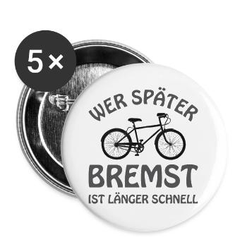 Fahrrad – Shirt Radsport Drahtesel Geschenk - Buttons groß 56 mm (5er Pack) - Weiß - Vorne