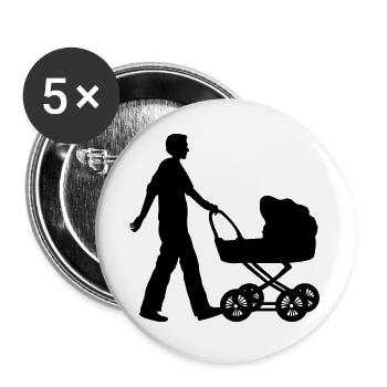 vater kind kinderwagen - Buttons groß 56 mm (5er Pack) - Weiß - Vorne