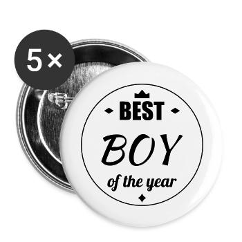 garçon / pirate / chevalier / bébé - Lot de 5 grands badges (56 mm) - blanc - Devant