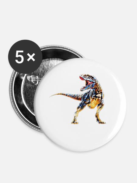 Tyrannosaurus Rex - Buttons groß 56 mm (5er Pack) - Weiß