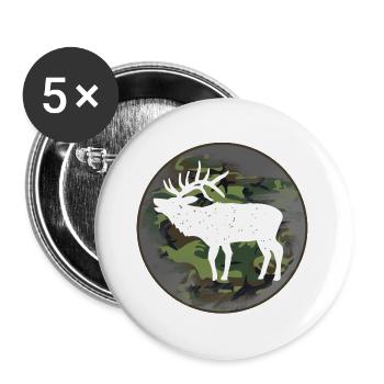 Hunter hunting elk - Buttons large 2.2''/56 mm (5-pack) - white - Front