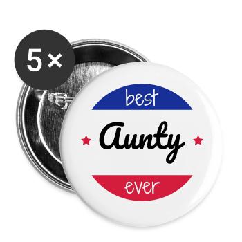 Onkel / Tante / Vetter / Cousin / Kusine - Buttons groß 56 mm (5er Pack) - Weiß - Vorne
