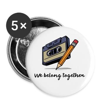 Lustig Kassette Vintage Retro Humorvoll Statement - Buttons groß 56 mm (5er Pack) - Weiß - Vorne