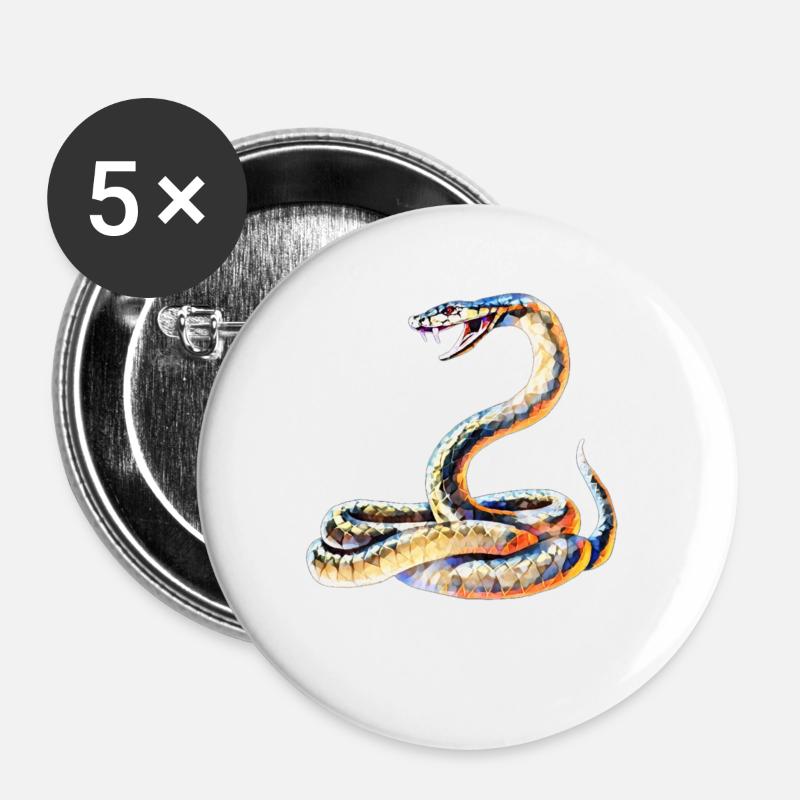Schlange - Buttons groß 56 mm (5er Pack) - Weiß