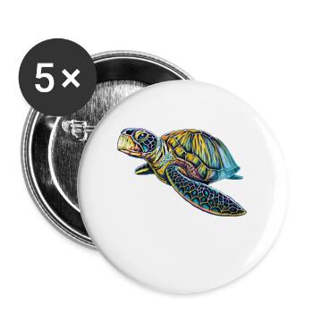 Sea turtle - Buttons large 2.2''/56 mm (5-pack) - white - Front