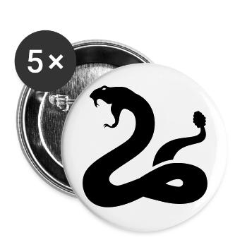 Schlange - Buttons groß 56 mm (5er Pack) - Weiß - Vorne