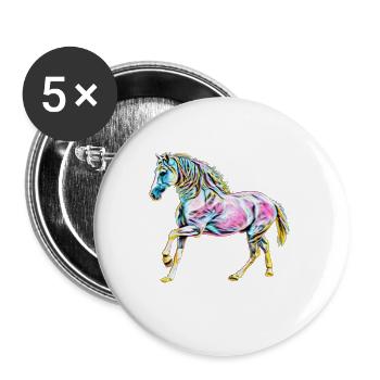 Pferd - Buttons groß 56 mm (5er Pack) - Weiß - Vorne
