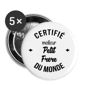 Frère Frangin Frere Naissance Bébé Frérot - Lot de 5 grands badges (56 mm) - blanc - Devant