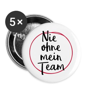 nie ohne mein team design - Buttons groß 56 mm (5er Pack) - Weiß - Vorne