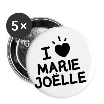 I Love Marie Joelle - Lot de 5 grands badges (56 mm) - blanc - Devant