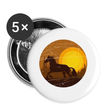 Pferd im Sonnenuntergang - Buttons groß 56 mm (5er Pack) - Weiß - Vorne