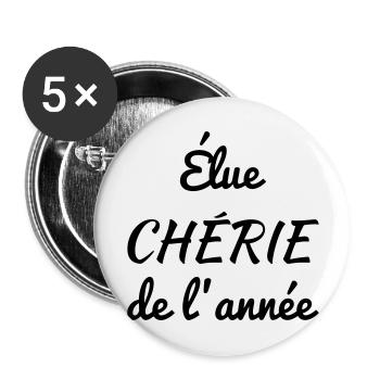 Chéri Love Chérie Amour Femme Mari Valentin - Buttons large 2.2''/56 mm (5-pack) - white - Front