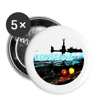 Konstanz Bodensee Imperia rund Kreis - Buttons groß 56 mm (5er Pack) - Weiß - Vorne
