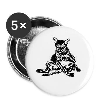 Chat - Lot de 5 grands badges (56 mm) - blanc - Devant