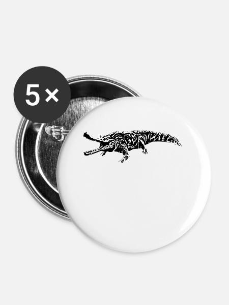 Krokodil - Buttons groß 56 mm (5er Pack) - Weiß