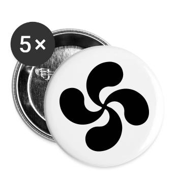 Croix Basque design 1 - Lot de 5 grands badges (56 mm) - blanc - Devant