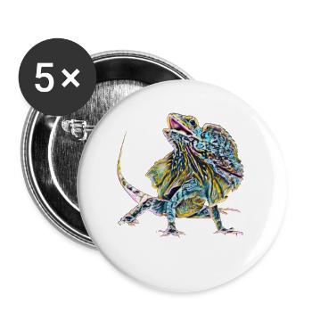 Lézard à collier - Lot de 5 grands badges (56 mm) - blanc - Devant