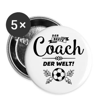 der beste coach - Buttons groß 56 mm (5er Pack) - Weiß - Vorne