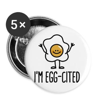 I'm EGG-cited - Buttons groß 56 mm (5er Pack) - Weiß - Vorne