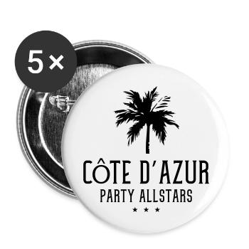 cote d azur party allstars - Buttons groß 56 mm (5er Pack) - Weiß - Vorne