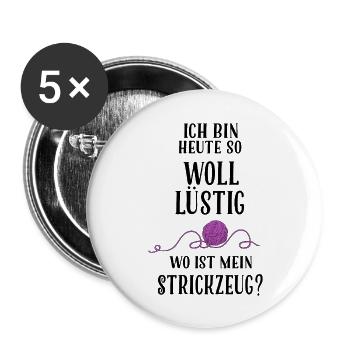 Wollüstig Strickzeug - Buttons groß 56 mm (5er Pack) - Weiß - Vorne