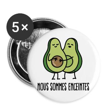 Nous sommes enceintes (avocat) - Lot de 5 grands badges (56 mm) - blanc - Devant
