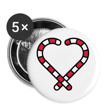 Candy Cane Heart - Buttons large 2.2''/56 mm (5-pack) - white - Front