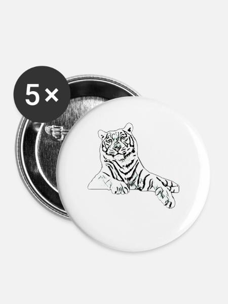Tiger - Buttons groß 56 mm (5er Pack) - Weiß