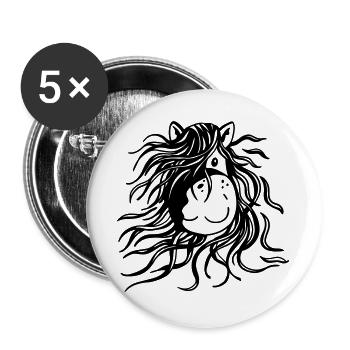 Happy Horse - Horses - Pony - Comic - Buttons large 2.2''/56 mm (5-pack) - white - Front