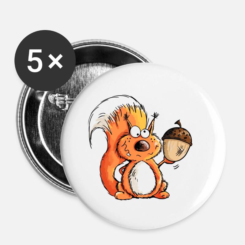 Squirrel - Animal - Animals - Acorn - Gift - Buttons large 2.2''/56 mm (5-pack) - white