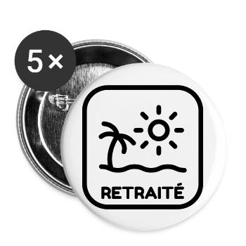 Retirement Retired Ruhestand Retraite Retraitée - Buttons large 2.2''/56 mm (5-pack) - white - Front