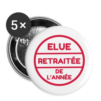 Ruhestand / Rentner / Rentnerin / Rente - Buttons groß 56 mm (5er Pack) - Weiß - Vorne