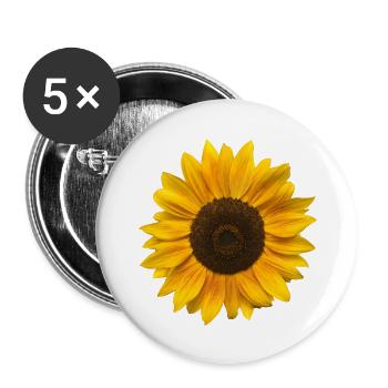 Sonnenblume (Blume / Blüte / Sonne) - Buttons groß 56 mm (5er Pack) - Weiß - Vorne
