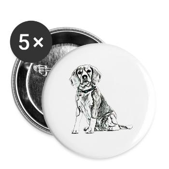 Beagle - Buttons groß 56 mm (5er Pack) - Weiß - Vorne