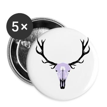 Deer skull and antlers - Buttons large 2.2''/56 mm (5-pack) - white - Front