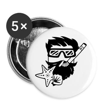 Plongeur en apnée - Lot de 5 grands badges (56 mm) - blanc - Devant
