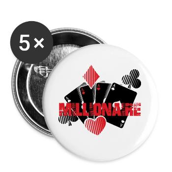 Poker Spieler | Online Poker Pokerkarten Geschenke - Buttons groß 56 mm (5er Pack) - Weiß - Vorne