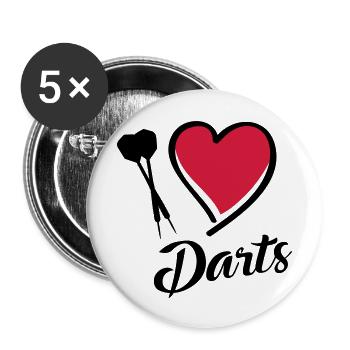 darts i love - Buttons groß 56 mm (5er Pack) - Weiß - Vorne